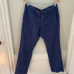 Bonobos Blue Linen Flat Front Slacks